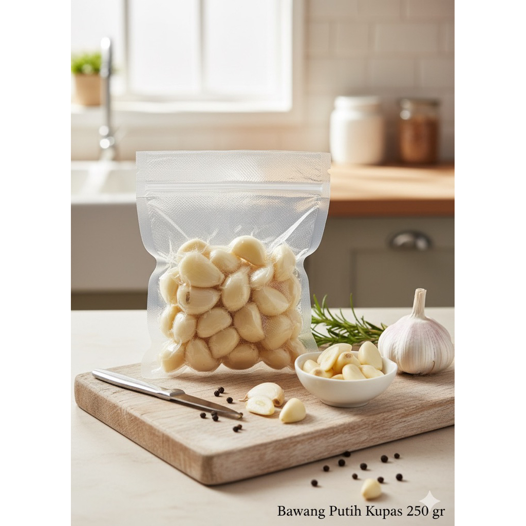 

BAWANG PUTIH KATING KUPAS 250GR