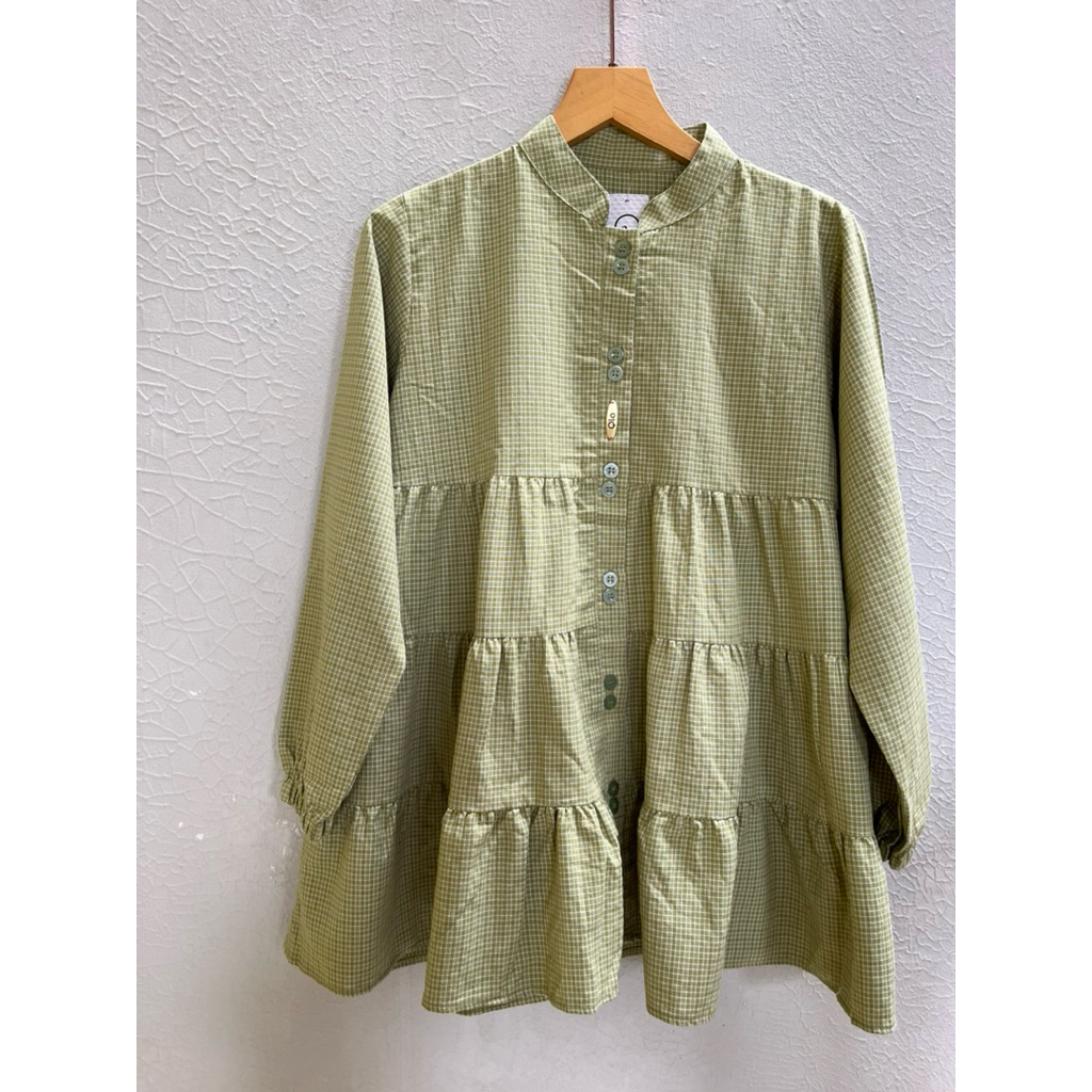 BARU ATASAN BLOUSE BABY DOLL MERK QLA WARNA AVOCADO