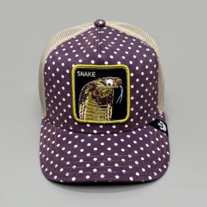 GOORIN BROS TRUCKER SNAKE EYES PURPLE WHITE