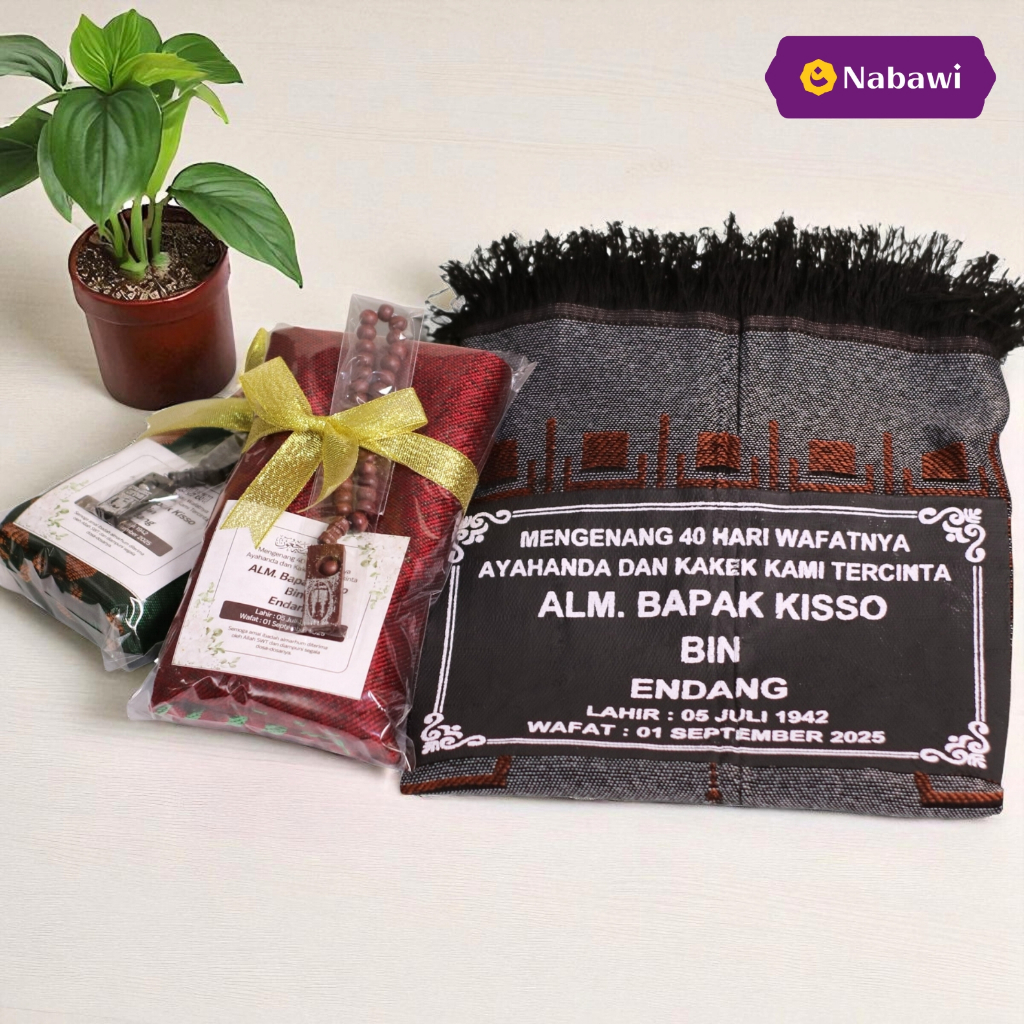 Sajadah Motif Dengan Sablon Nama Parcel Souvenir Tahlilan 40 Hari Mengenang 100 Hari Orang Meninggal