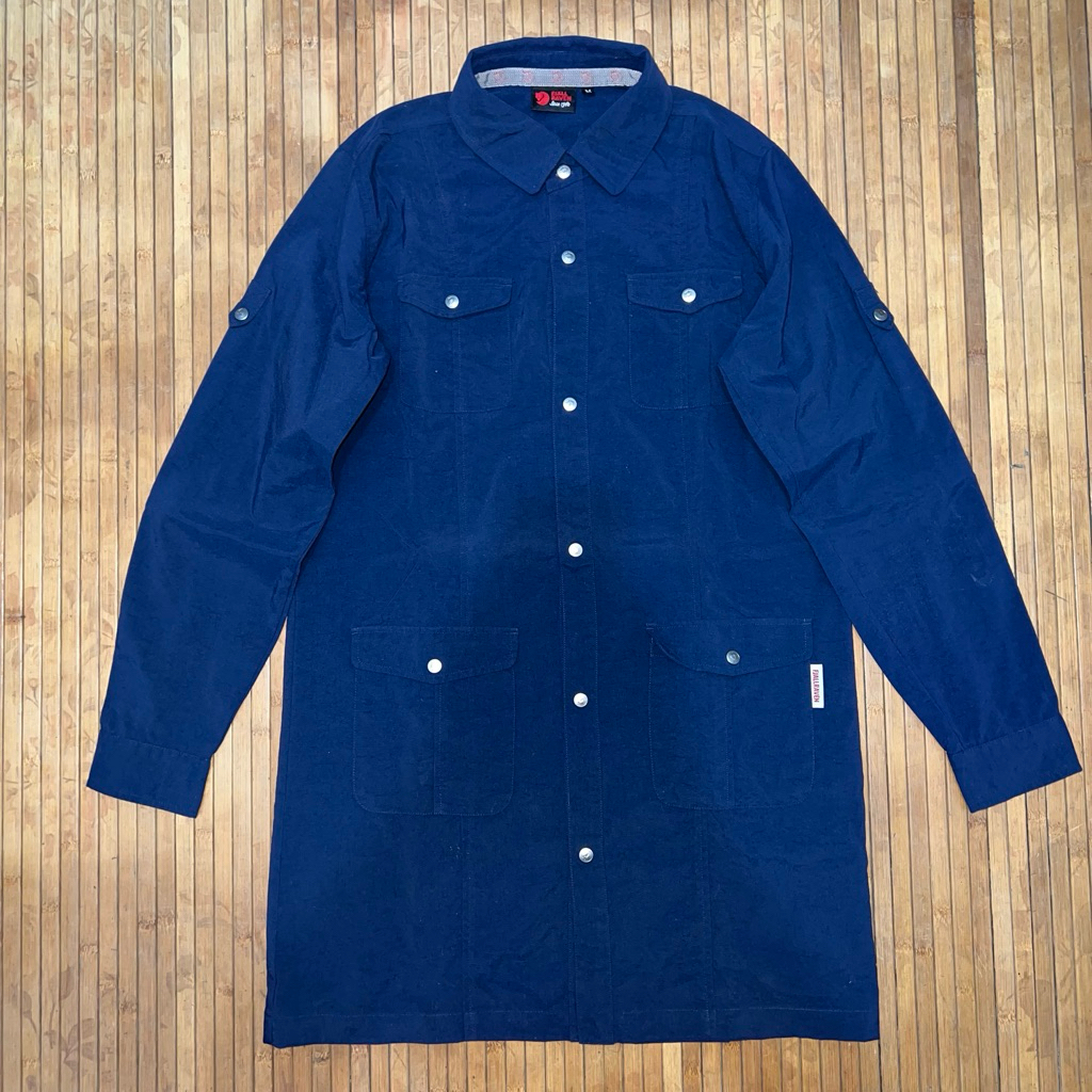 FJALLRAVEN UNISEX NAVY SNAP BUTTON PARKA NYLON JACKET National Geographic