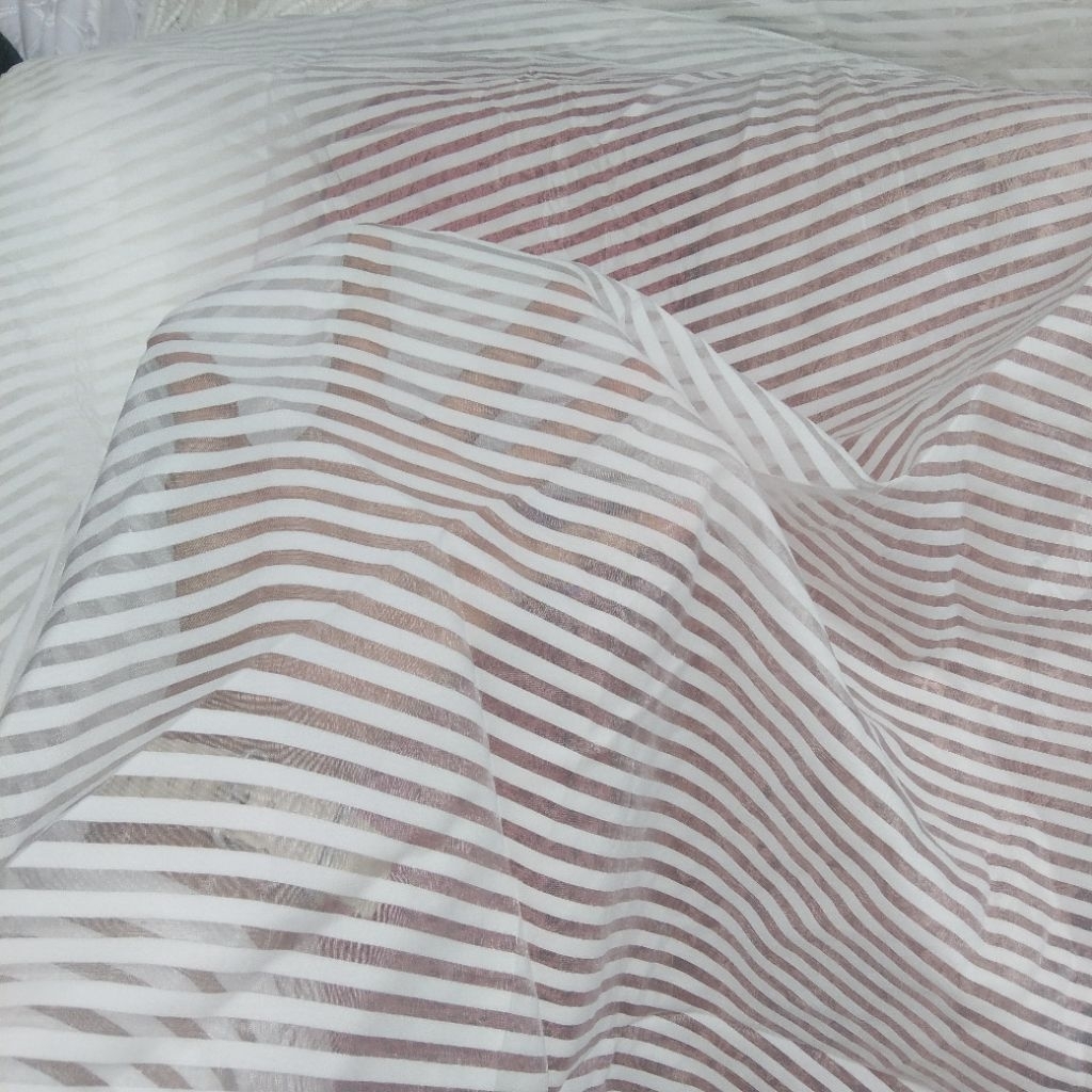 Kain organza salur timbul | Harga/0,5m | bahan organza motif timbul | bahan organza | kain organza..