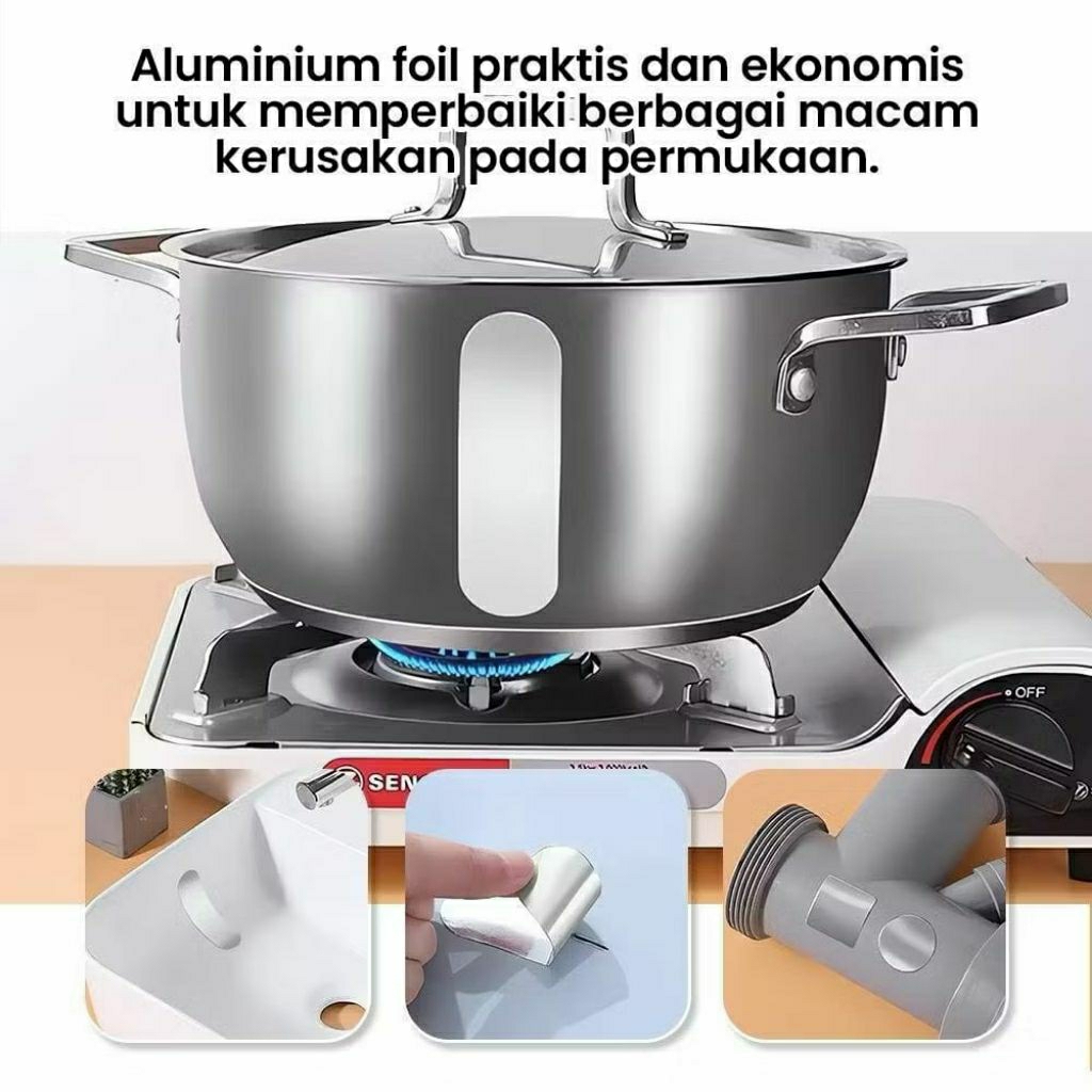 {JS} Penambal Panci 1 Lembar Aluminium (isi10pcs) Lem Panci Bocor Tahan Panas Stiker Lubang Panci / 