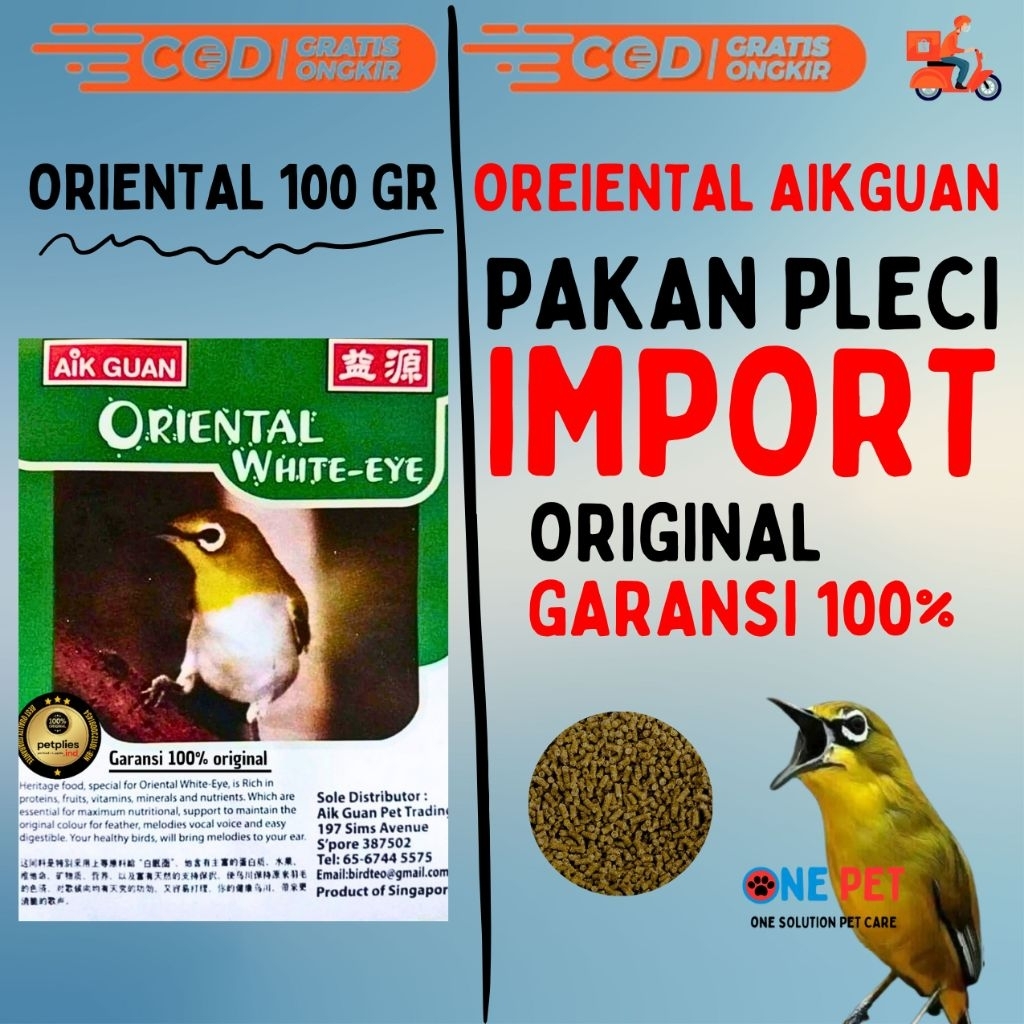 ORIENTAL AIK GUAN PLECI - Pakan Burung Pleci Oriental White Eye Aik Guan Kemasan repack 100 gram dos