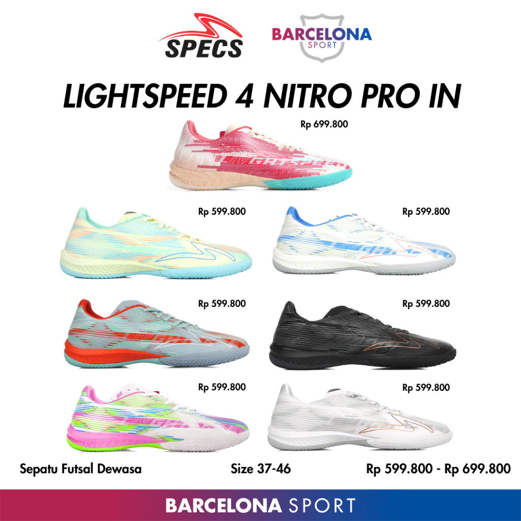 Specs Lightspeed 4 Nitro Pro IN & Lightspeed 4 Pro Nitro GA 24 Pro IN - Sepatu Futsal Dewasa Size 37
