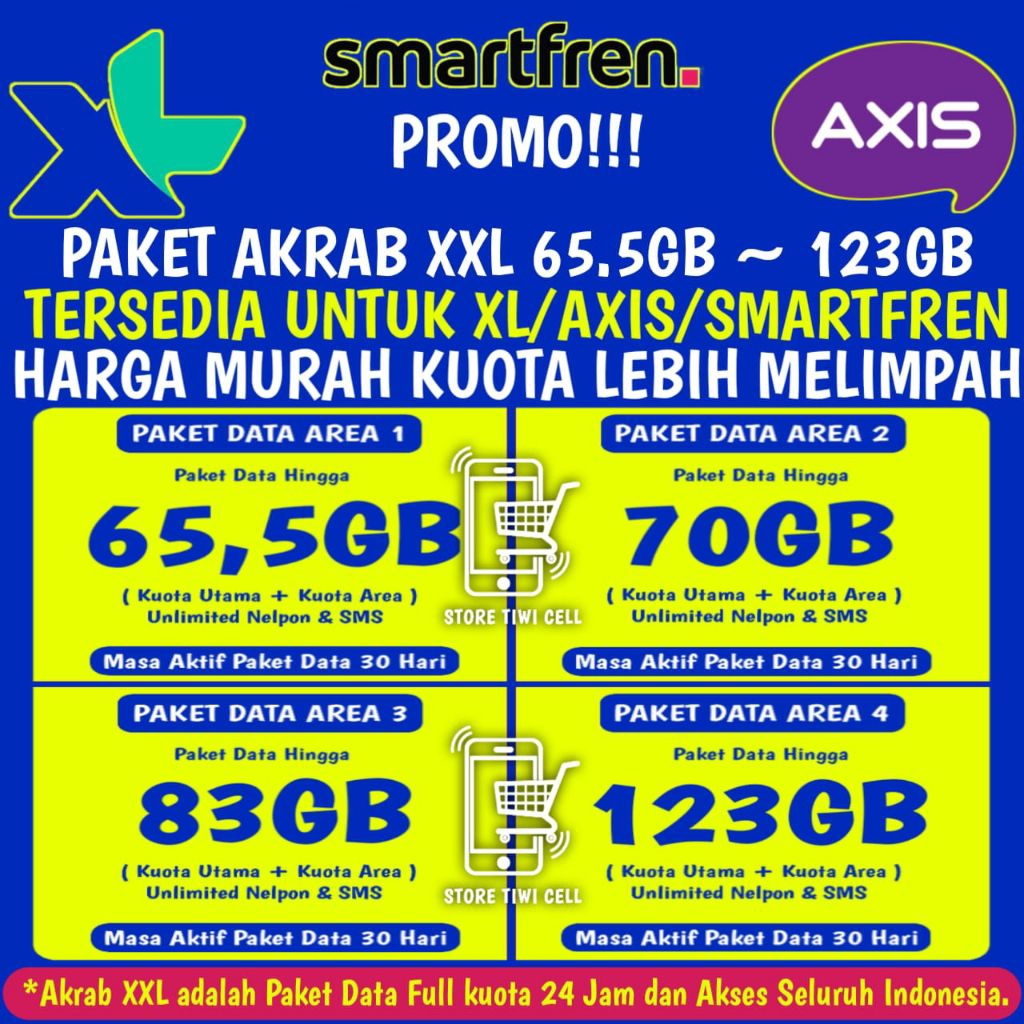 PROMO PAKET DATA AKRAB XXL KUOTA XL/AXIS/SMARTFREN/LIVE ON