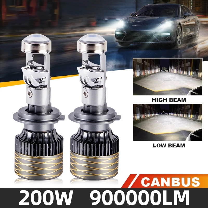 Lensa lampu sorot tinggi lampu mobil H4 LED lampu depan H11 lampu depan mobil lampu putih 200W Lensa