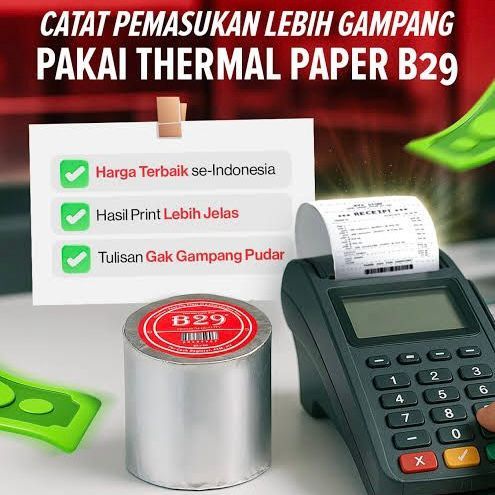 THERMAL PAPER KERTAS PARKIR STRUK B29 BIRU HIJAU MERAH