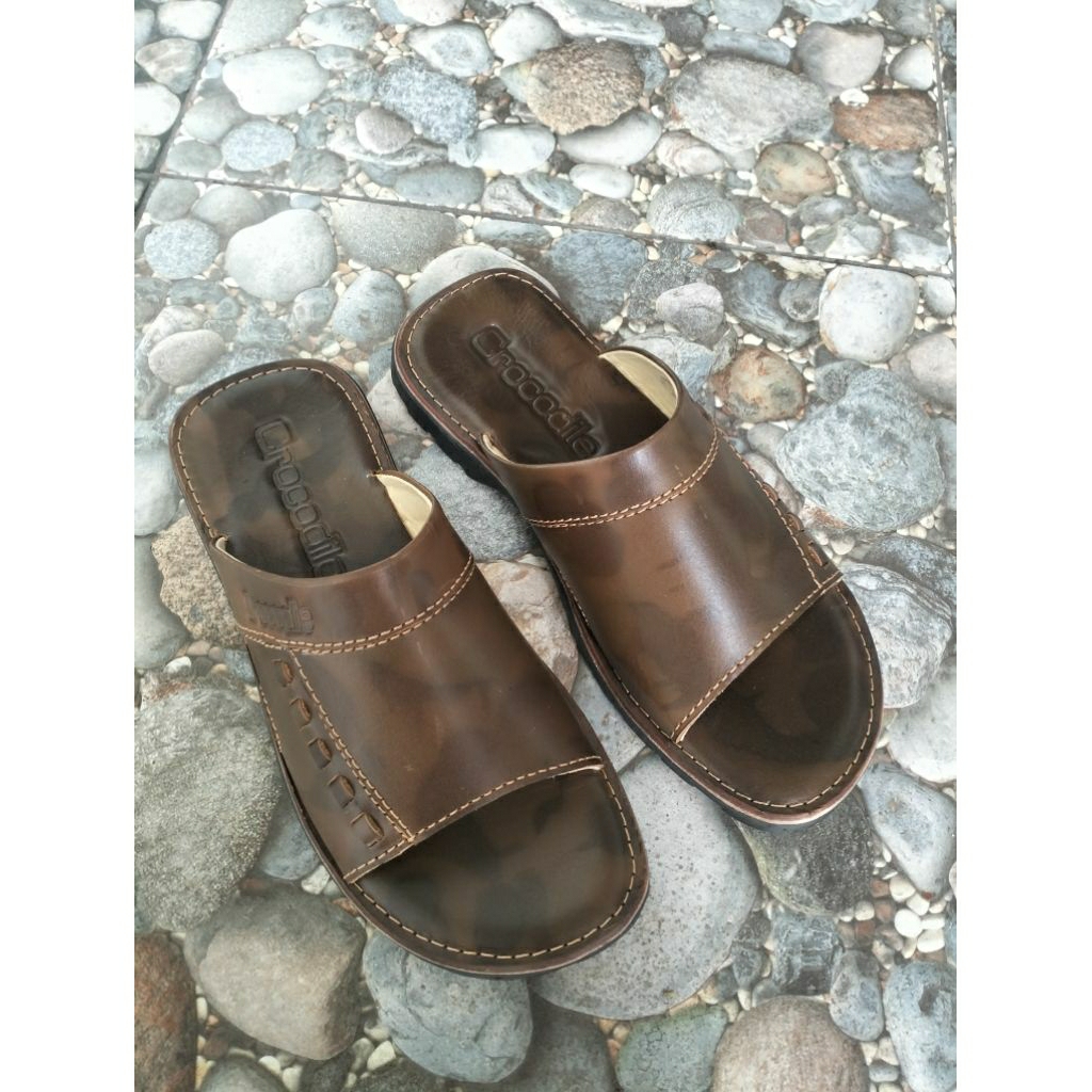 SANDAL KULIT SAPI ASLI Crocodile KULIT FULL UP