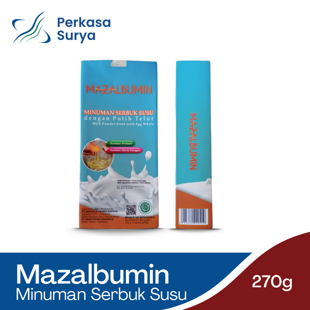 MAZALBUMIN Minuman Serbuk Susu Dengan Putih Telur 9 pcs