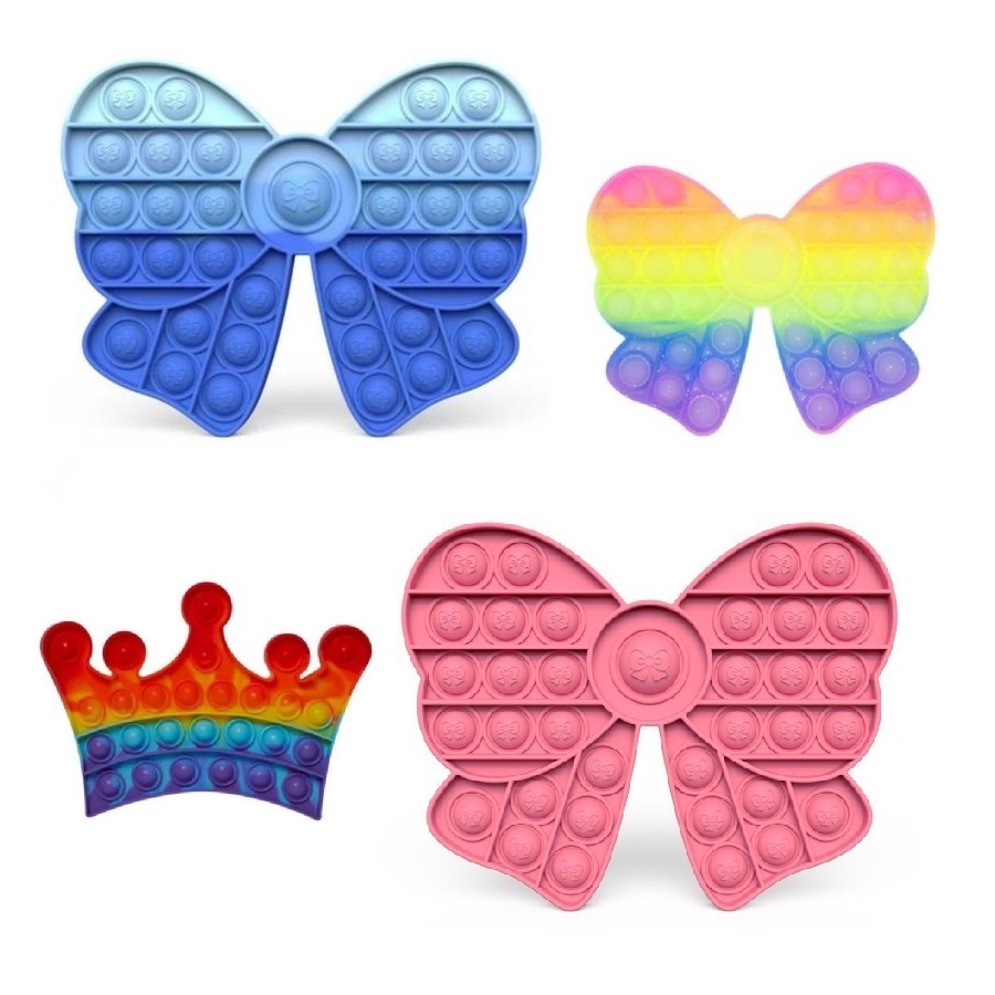 Pop It Fidget Popit Bubble Mainan Anak Viral Tik Tok Tiktok Bentuk Motif Pita Ribbon Cute Pink Toy C
