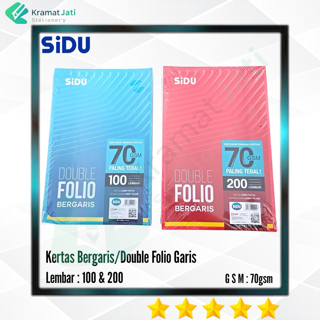 SIDU Double Folio Bergaris 100 & 200 Lembar (1 Pack)