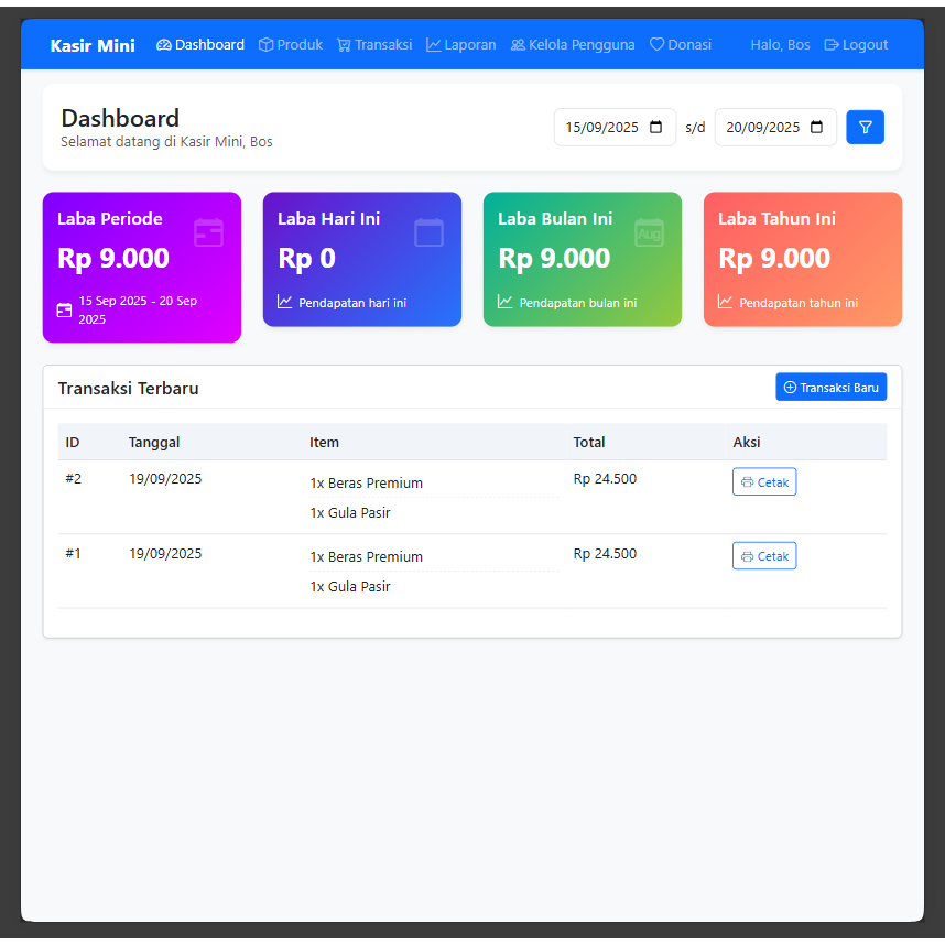 Kasir Mini - Aplikasi Kasir Web