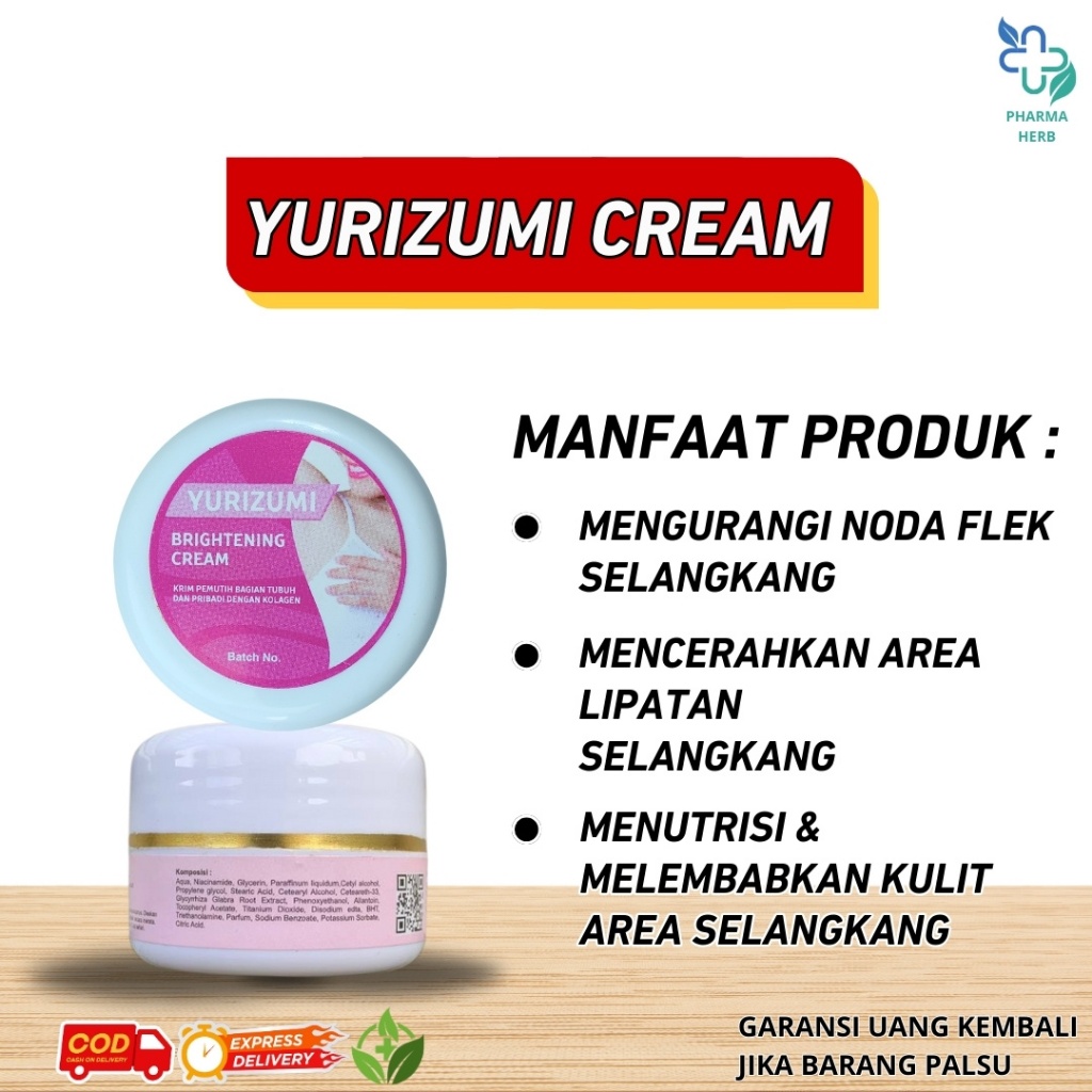 Yurizumi Krim Pencerah Selangkang Krim Pemutih Selangkang Krim Pencerah Ketiak dan Lipatan BPOM