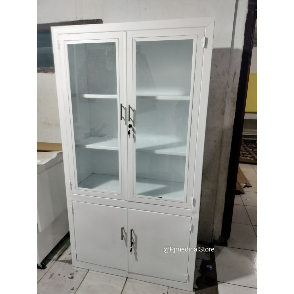 Lemari Obat 2 Pintu Besi Kaca Tebal 5mm / Lemari 2 Pintu Besi / Lemari Obat