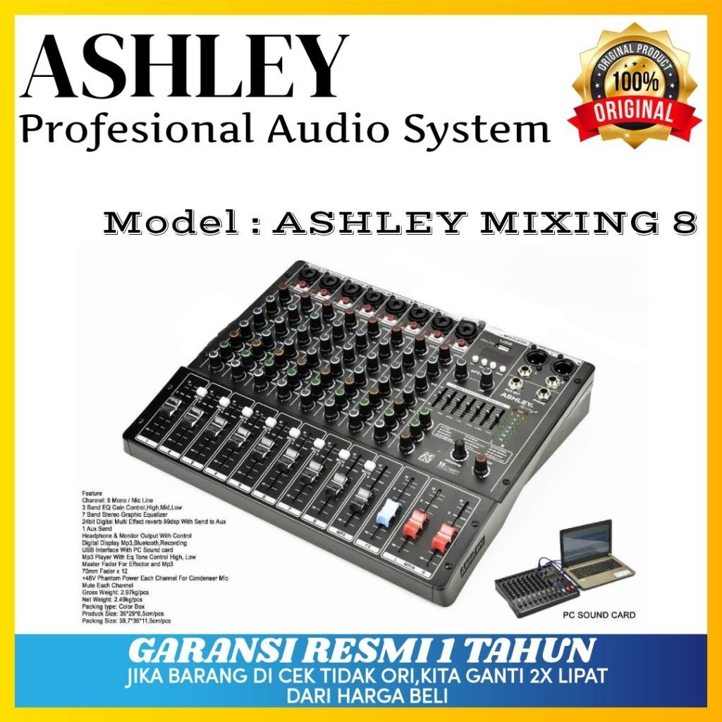 Mixer Ashley Mixing 8 Original Mixer Ashley 8 Channel Bluetooth