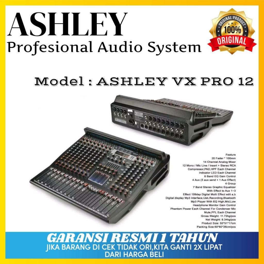 Mixer Ashley Vx Pro 12 Original Mixer Ashley 12 Channel Bluetooth