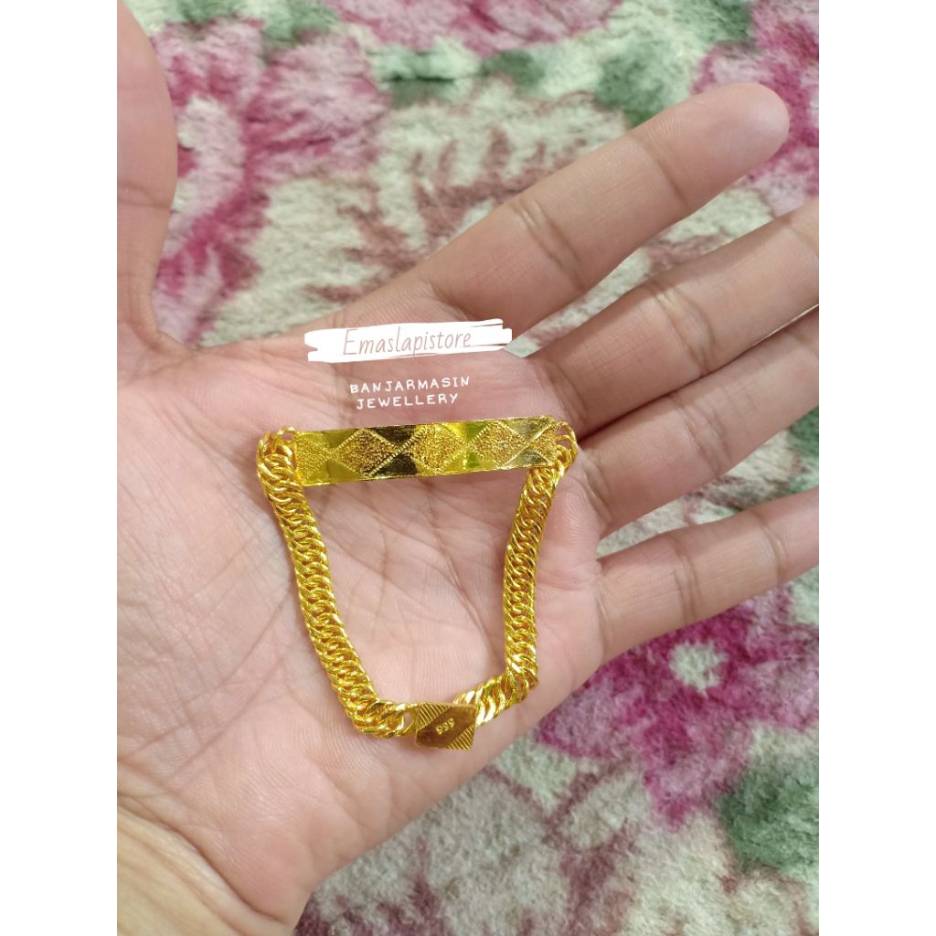 Gelang Mini Sasap Plat Getas Pasir Lapis Emas 999 Banjar