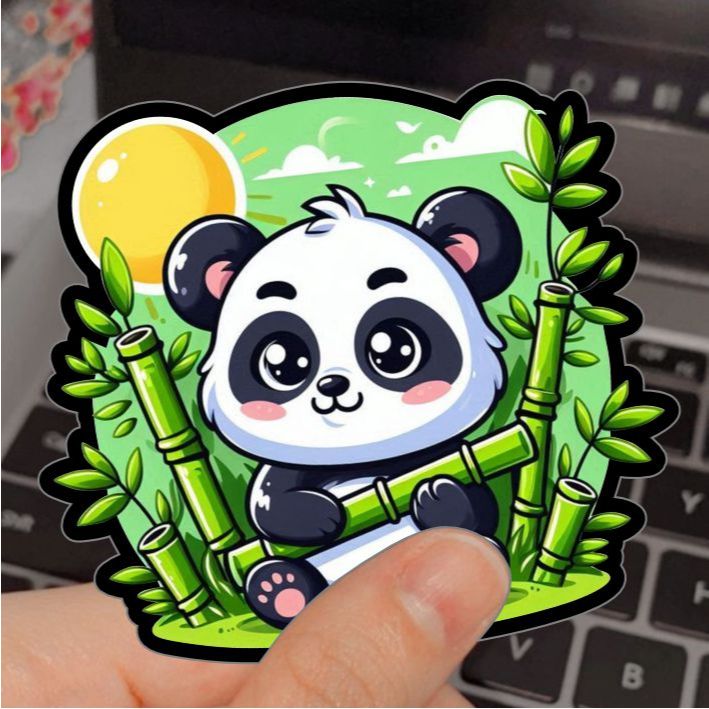

sticker panda lucu, panda panda imut, stiker timbul putih, hologram, hp, moyor