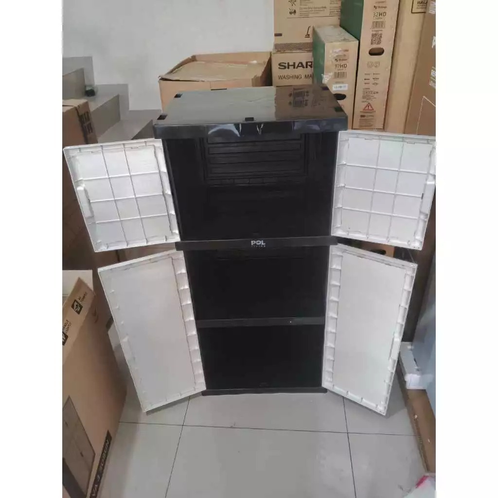 LEMARI PLASTIK POOL MOTIF ROTAN 3 SUSUN DAN LEMARI ROTAN CERMIN