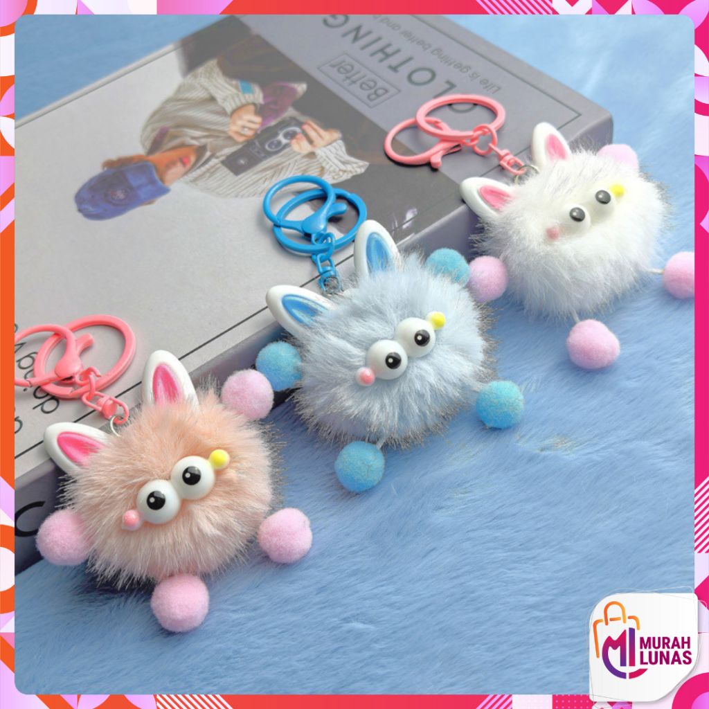 MUNAS  Gantungan Tas Boneka Lucu Gantungan Little Monster Kawai Boneka Bulu Halus Gantungan Kunci Bo