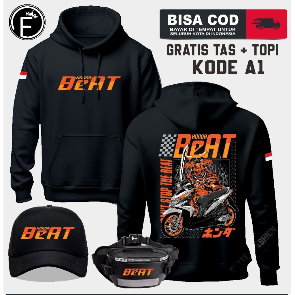 HOODIE HONDA BEAT JAKET BEAT TERBARU GRATIS TAS DAN TOPI SWEATER HONDA BEAT ORIGINAL |zanastoresid|