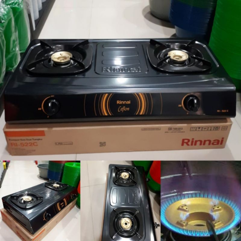 Kompor Gas 2 Tungku Rinnai Teflon - (522C)