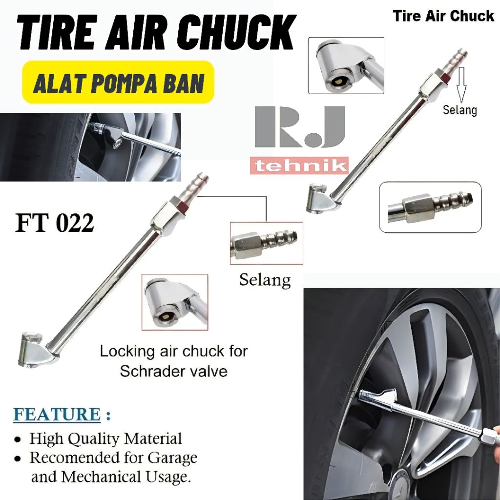 Tire Air Chuck Kepala Pompa Ban Isi Angin Ban Tire Chuck Nipple Selang Kompresor