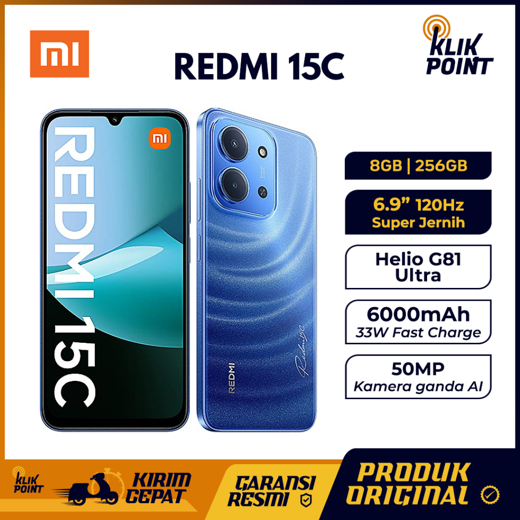 Xiaomi Redmi 15C 8/256GB Mediatek Helio G81 Ultra 6000mAh HP Gaming 1 Jutaan Original