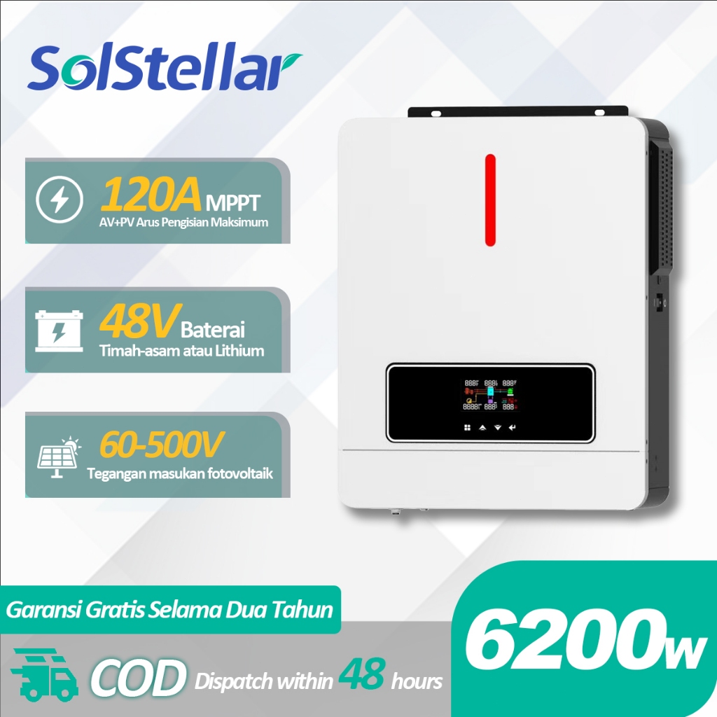 6.2KW Hybrid Solar Inverter Hybrid Grid Tie MPPT Hybrid Inverter 48V 500VDC Off-Grid / Grid Tie Hybr