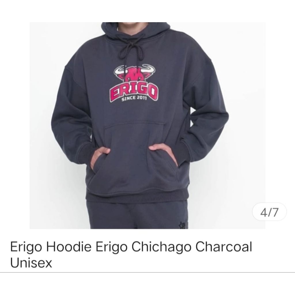 Hoodie Erigo Chichago Charcoal Unisex Sweater Erigo