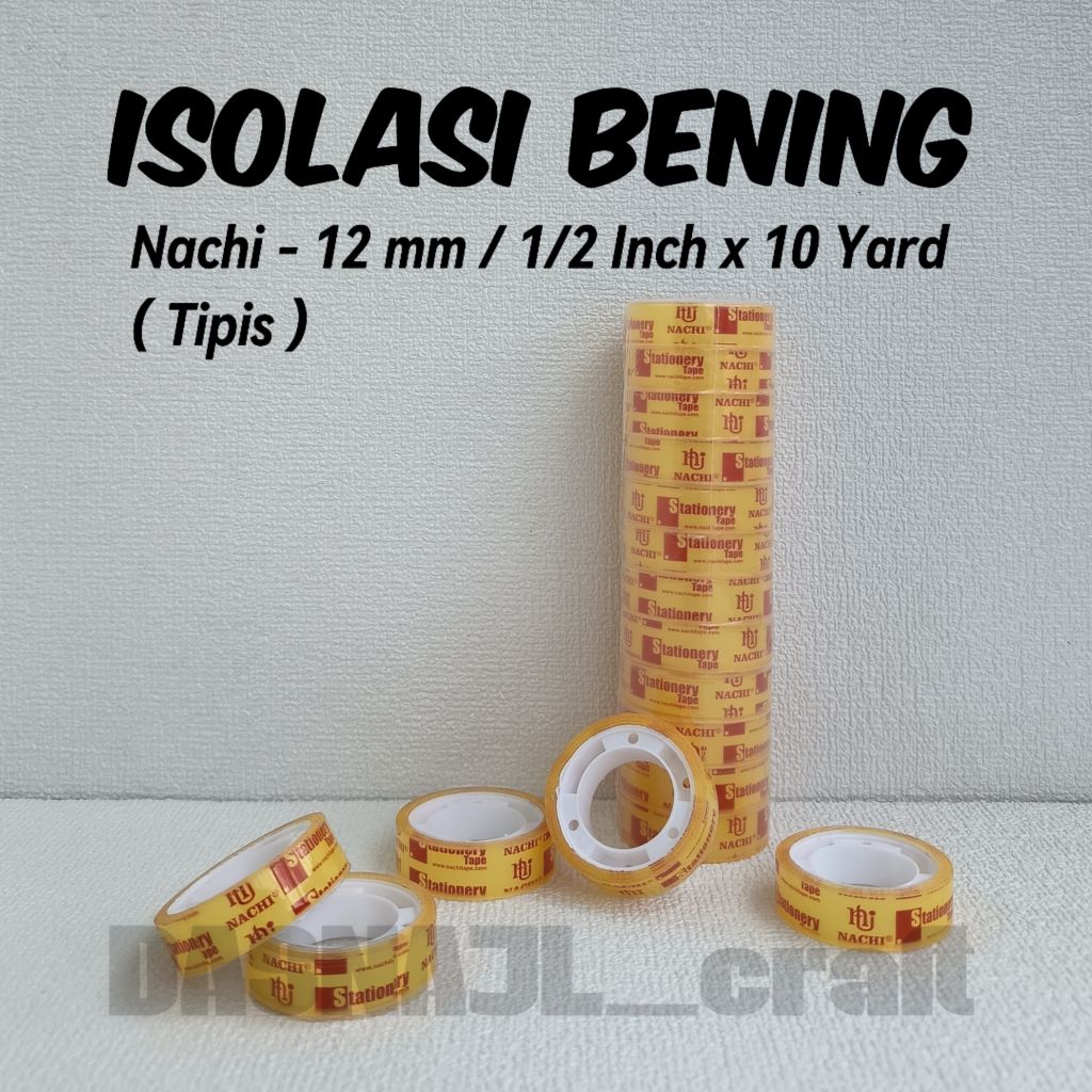 ( 1 slop / 12 pcs ) Isolasi Bening Nachi 12 mm 1/2 Inch x 10 Yard Isolasi Nachi Isolasi Kecil Isolas