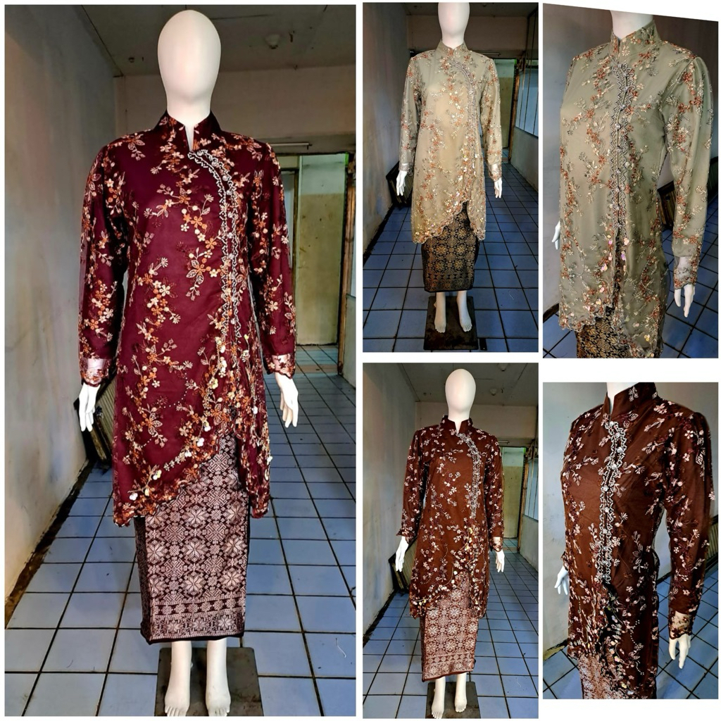SET SETELAN KEBAYA SONGKET DEWASA BAHAN BRUKAT PREMIUM