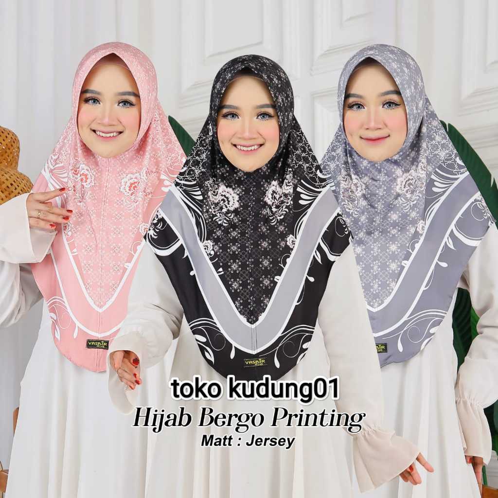 JILBAB BERGO PRINTING FLOWER PET TOKO KUDUNG01 HIJAB
