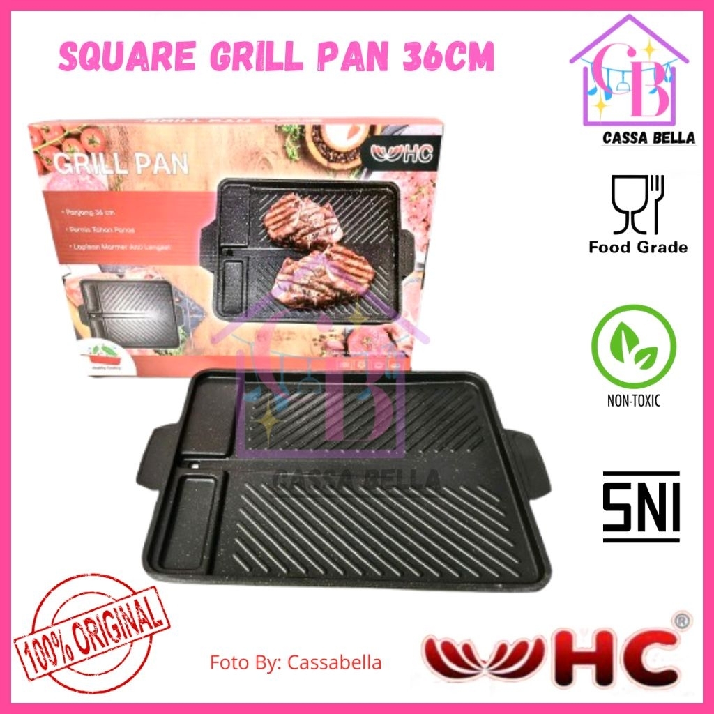 HC Panggangan Grill Pan Anti Lengket / Square Grill 36cm / Square Grill Pan Anti Lengket