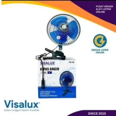Kipas Angin Mobil Visalux 8 inc 12/24 Volt Fullset Baru