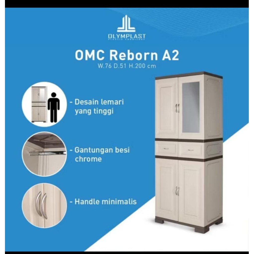 lemari pakaian plastik laci OMC Reborn A2 olymplast