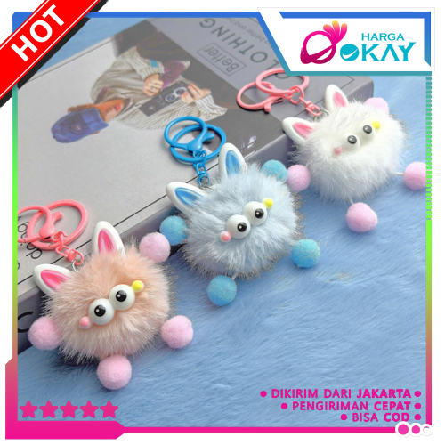 HO Gantungan Tas Boneka Lucu Gantungan Little Monster Kawai Boneka Bulu Halus Gantungan Kunci Boneka