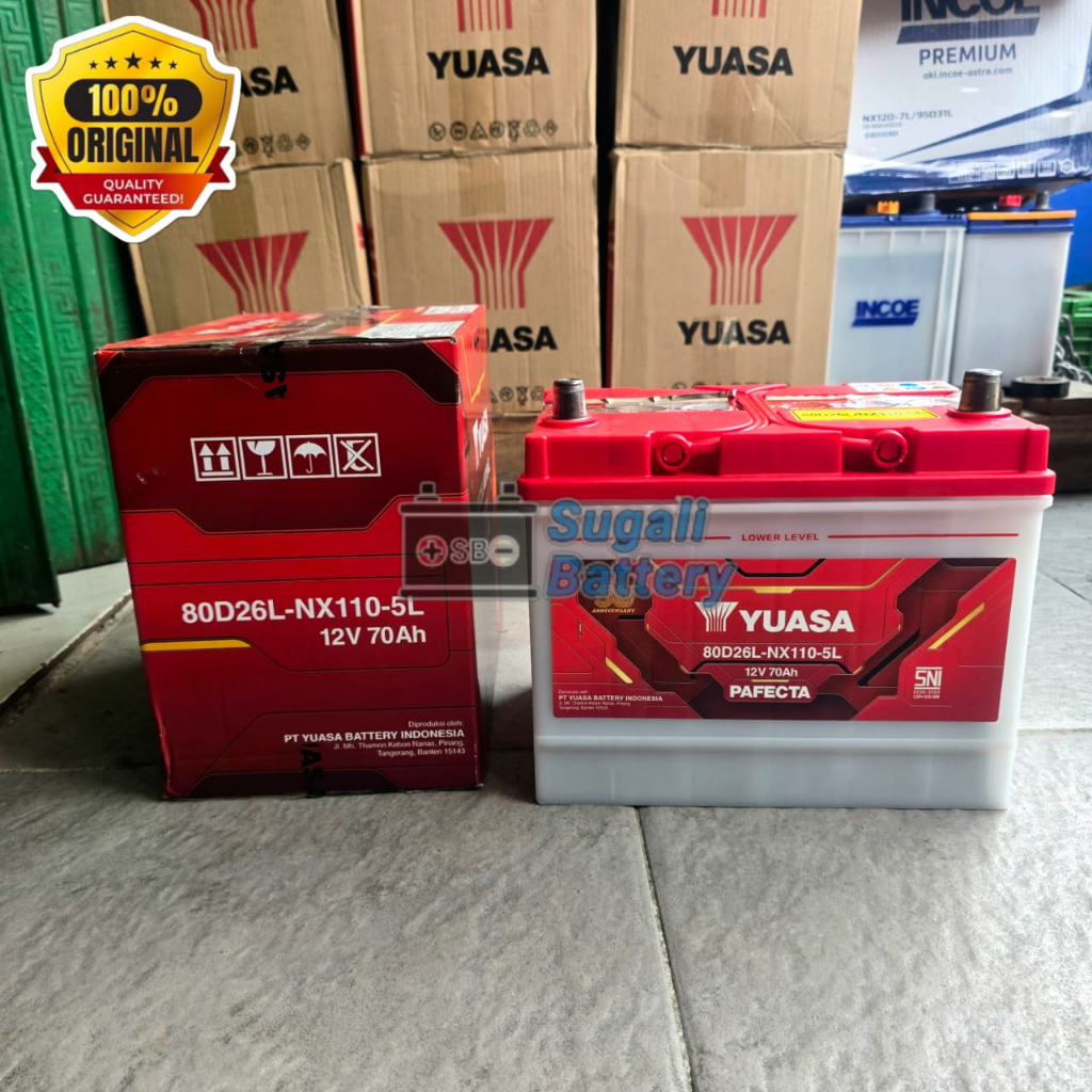 Aki Mobil Mazda Biante, CX5, CX7 facelift, CX9 YUASA 80D26L Aki Basah 70Ah ORIGINAL YUASA BATTERY