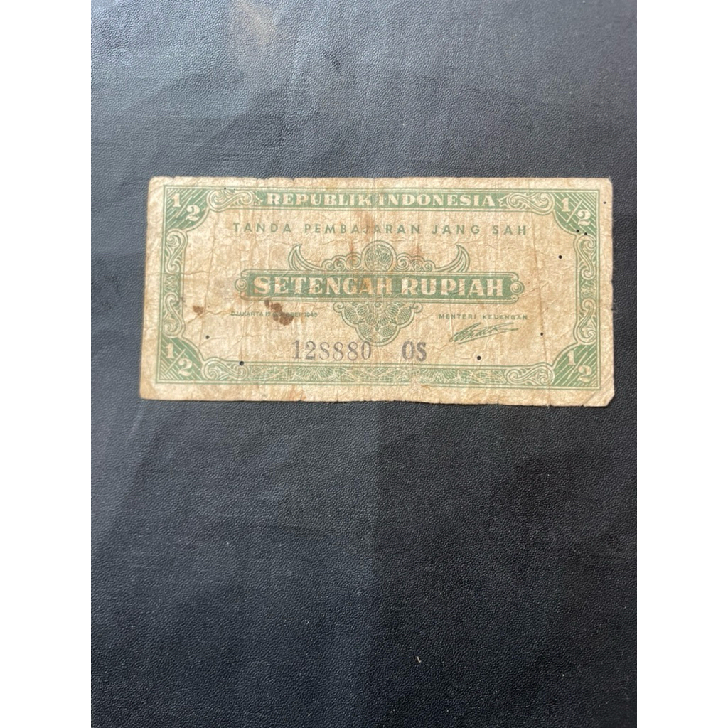 Uang kuno 1/2 Rupiah,Setengah Ori bekas 1945