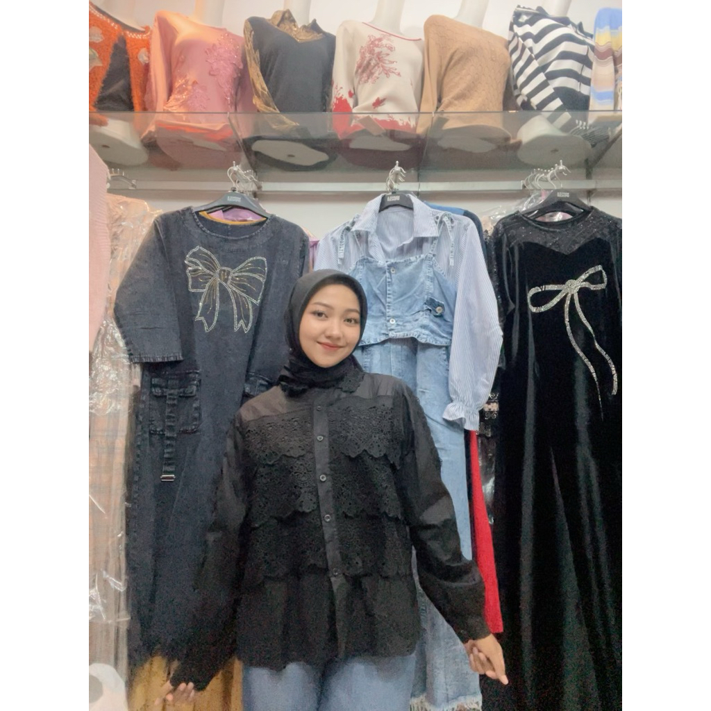 atasan remaja kombinasi brokat / kemeja remaja