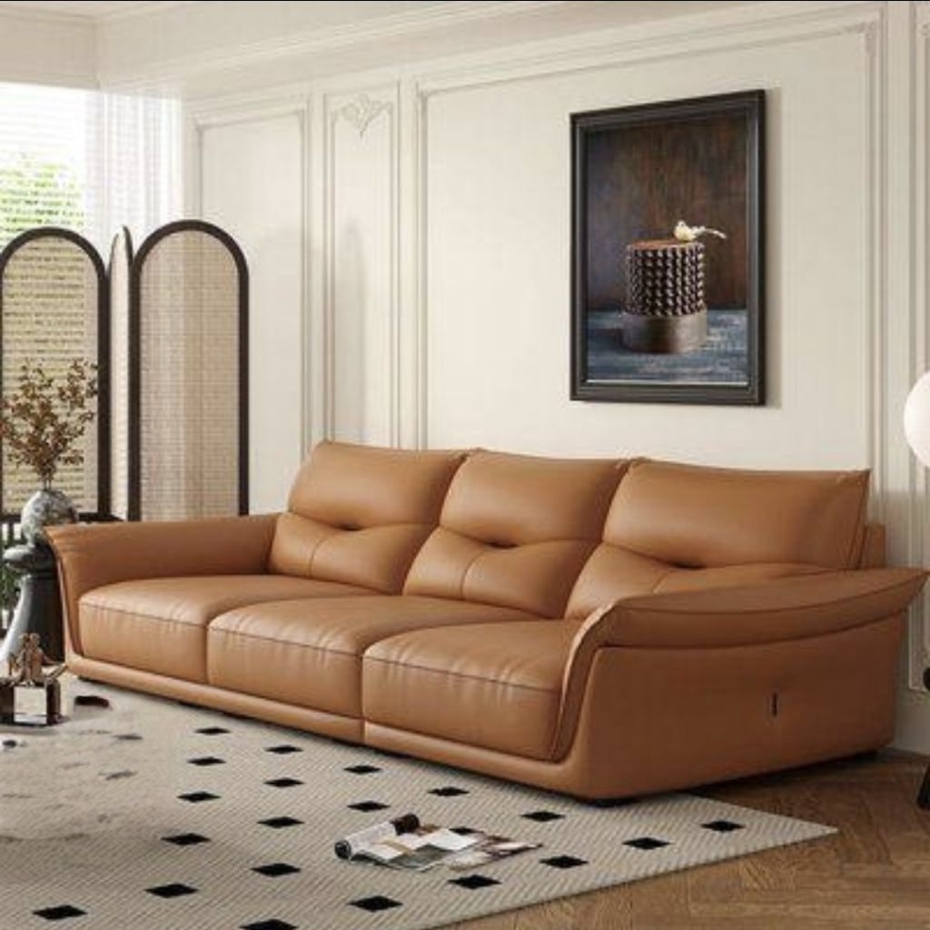 sofa 3 seater jumbo minimalis modern bahan kulit
