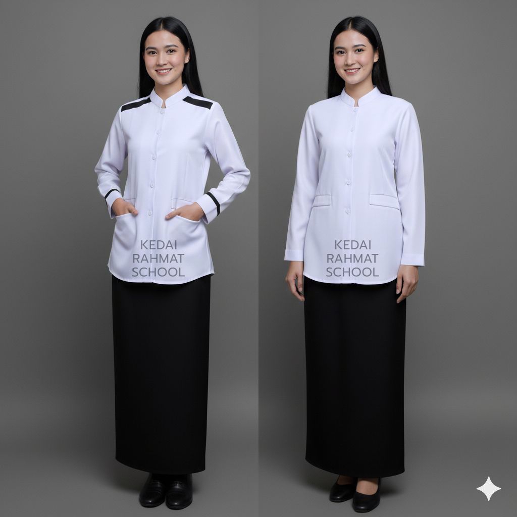 COD Premium Baju Putih Wanita Polos List Hitam PDH PNS Guru Asn Dinas Formal Kerja Kantor Terbaru