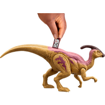 Mattel Jurassic World Wild Roar Dinosaur Action Figure, Parasaurolophus with Glowing Spine Reveal