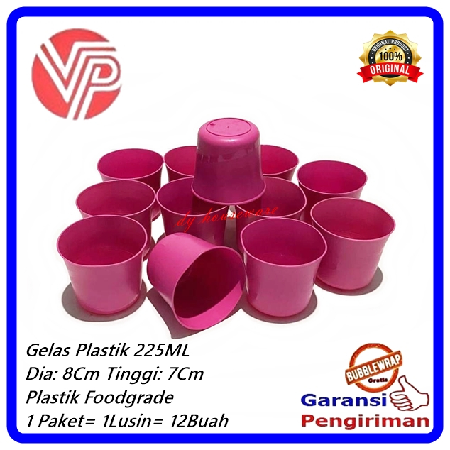Gelas Plastik Warna 225 ML Cangkir Plastik Duralex Kecil ( Harga 1 Lusin= 12 Buah )