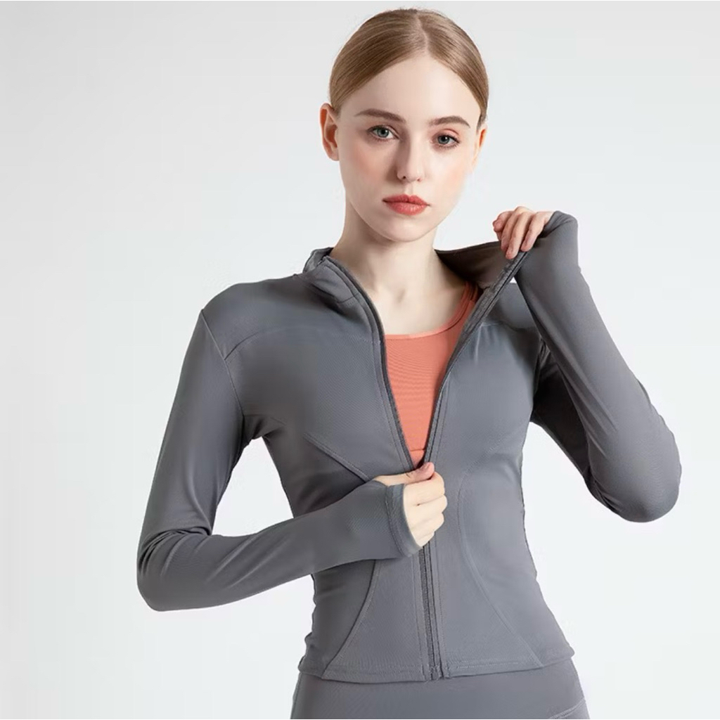 Jaket sport wanita anti UV olahraga slim fit body pl