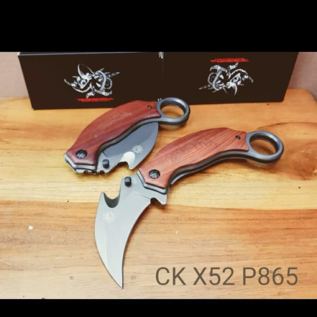Cod Pisau outdoor pisau lipat ck52 p865 gagang kayu