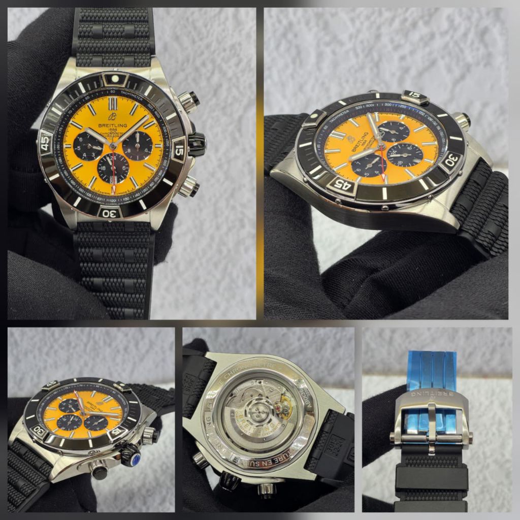 JAM TANGAN BREITLING CHRONOMAT MATIC DM 40MM PLAT ORANGE