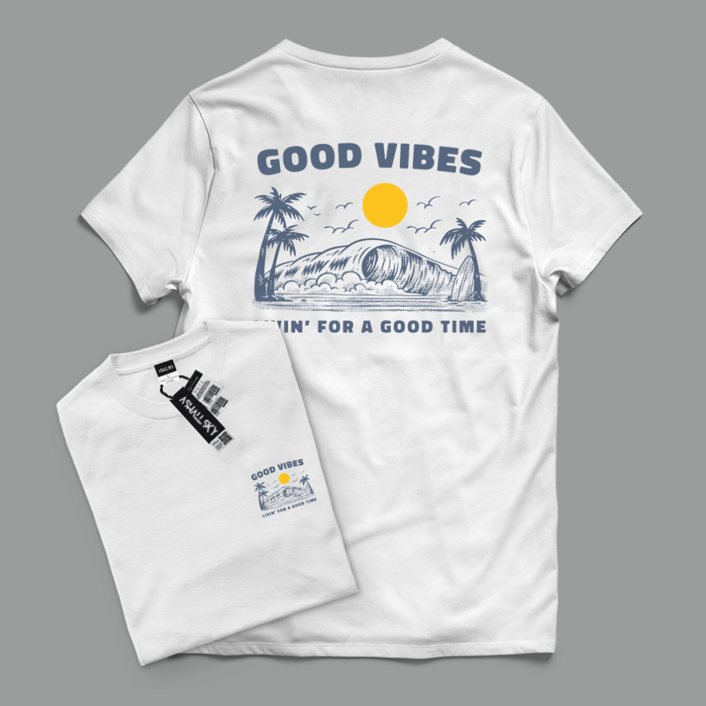 Kaos Distro Wanita Pria Baju Distro Pria Original Katun Combed Summer Good Vibes