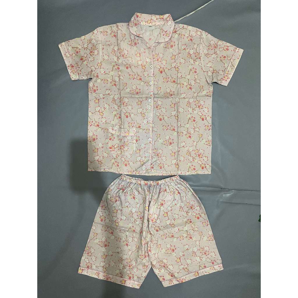 DEWASA C130 (NO BRAND, PRELOVED) Stelan Piyama Tidur Atasan Kemeja Kerah Kancing Depan Tangan Lengan